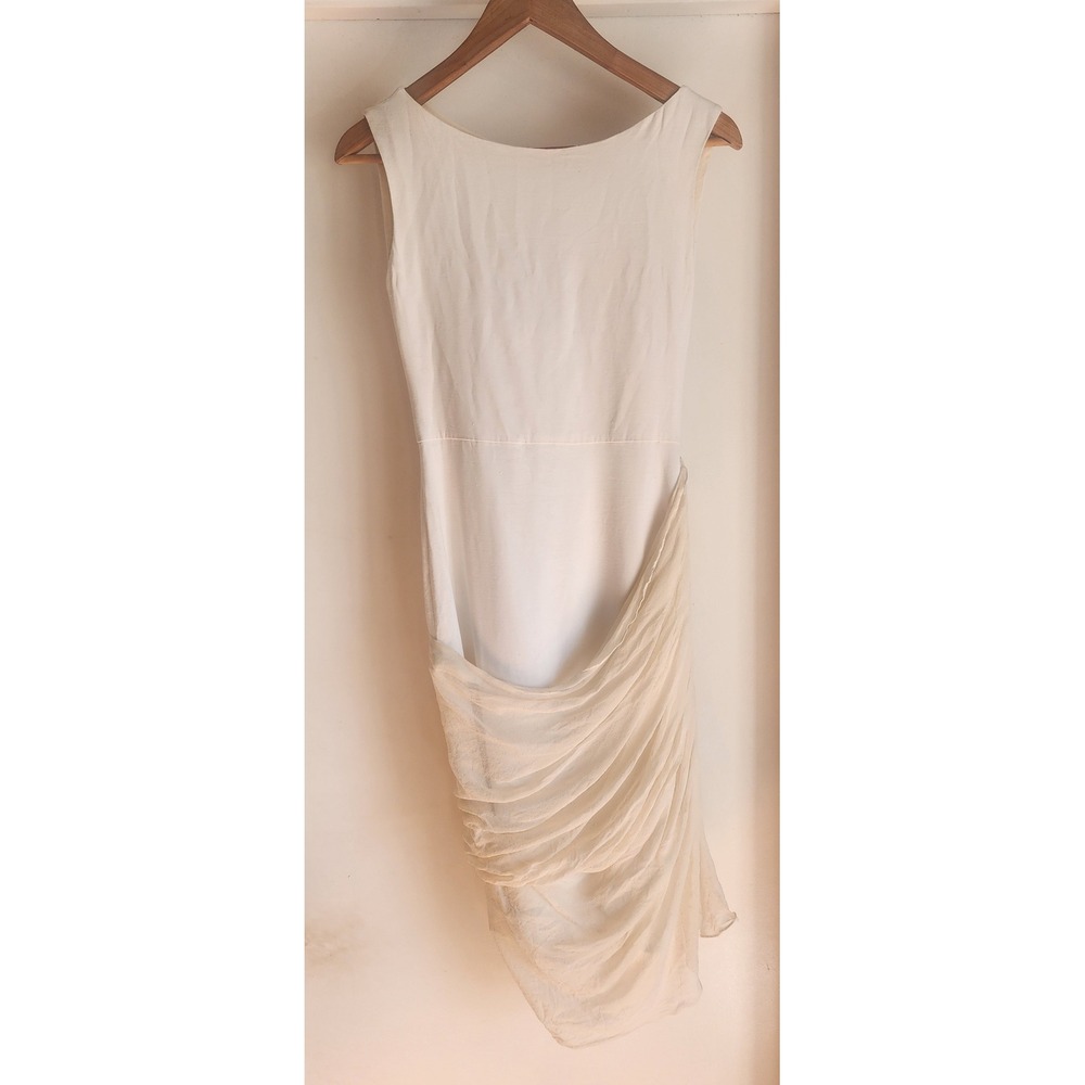 Alice + Olivia Cream Asymmetrical Draped Dress